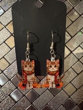 Cat Earrings — Orange Kitten Design